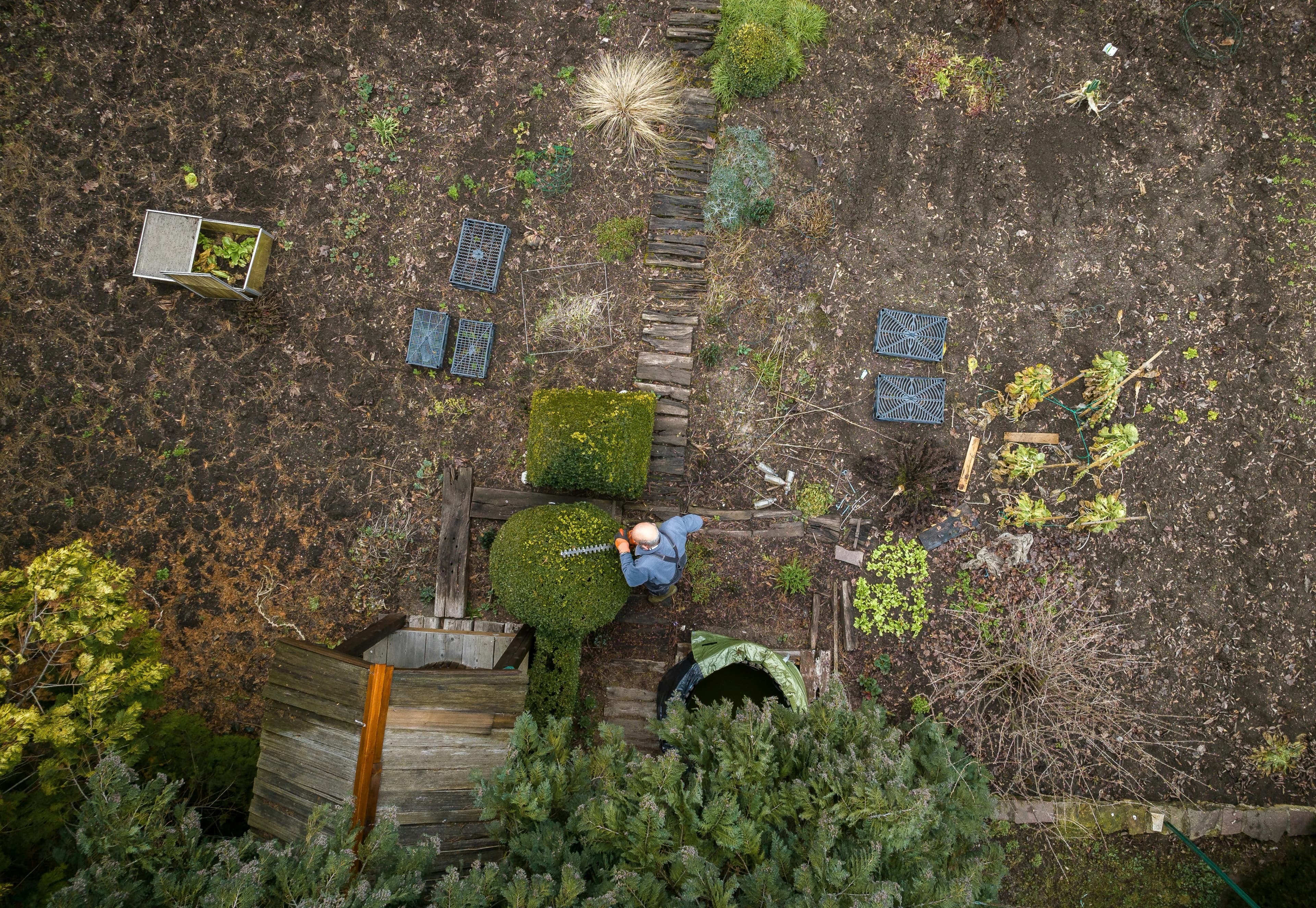Landscaper Working on a Project